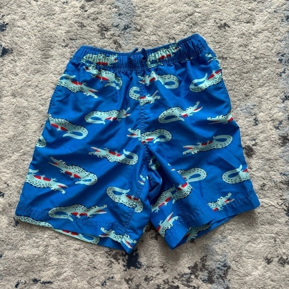 Hanna Andersson Blue Alligator Swim Shorts Rash Guard Size 8 - Picture 6 of 7